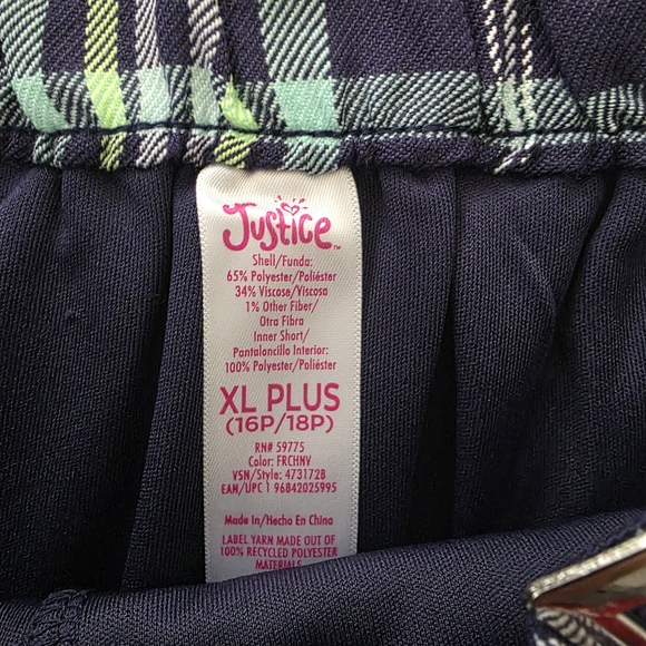 NWOT Justice Navy and Green Plaid Skater Skirt - Picture 7 of 8